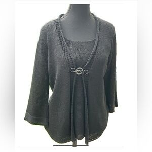 Elegant Deep Black Women's Attached 2 Piece Set.